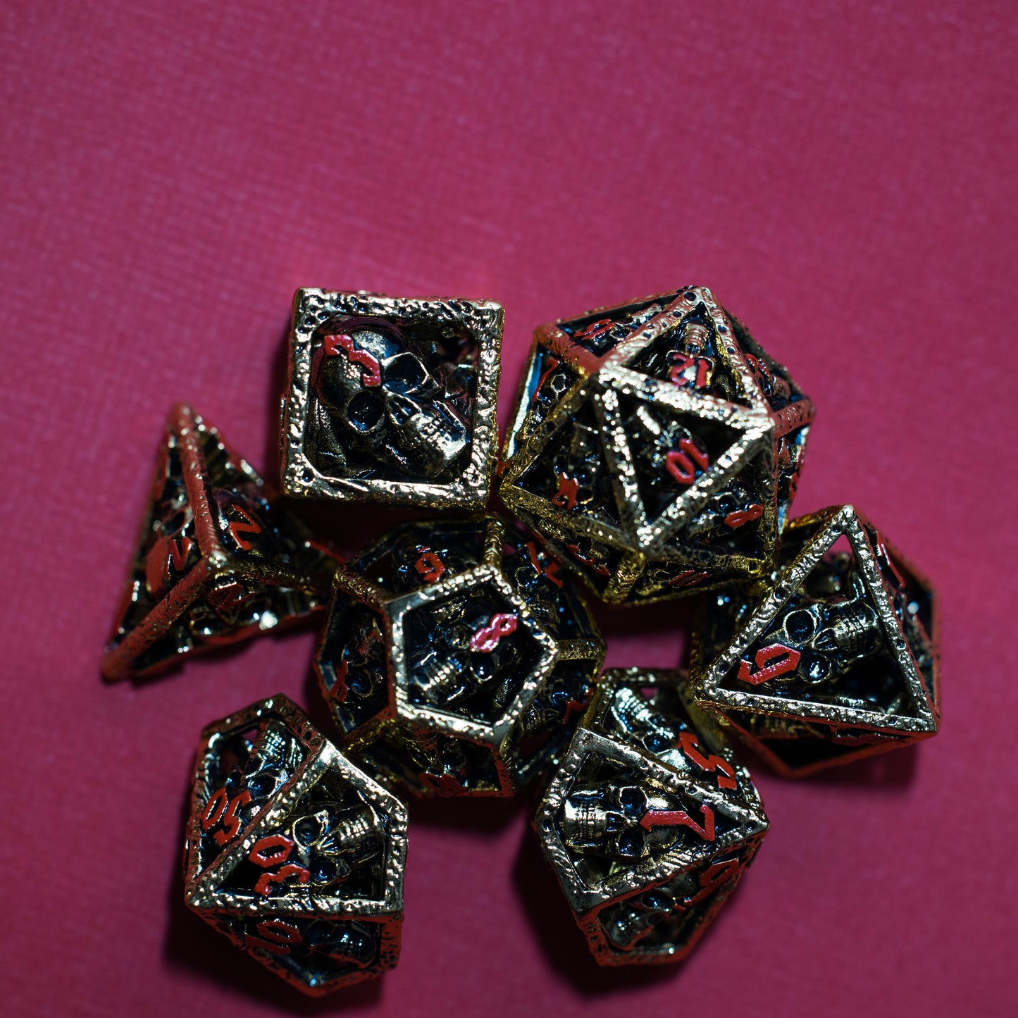 Shop Skull's Grin - Gold with Red at Dragonheart Dice